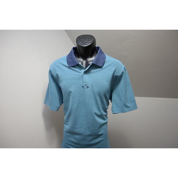 Oakley Golf Polo Wicking Regular Fit Striped Athletic Short Sleeve Mens Large - Picture 3 of 8